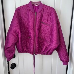 FREE PEOPLE Purple Easy Quilted Bomber Oversized Jacket size Small